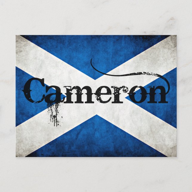 Cartão Postal bandeira grunge Cameron (Frente)
