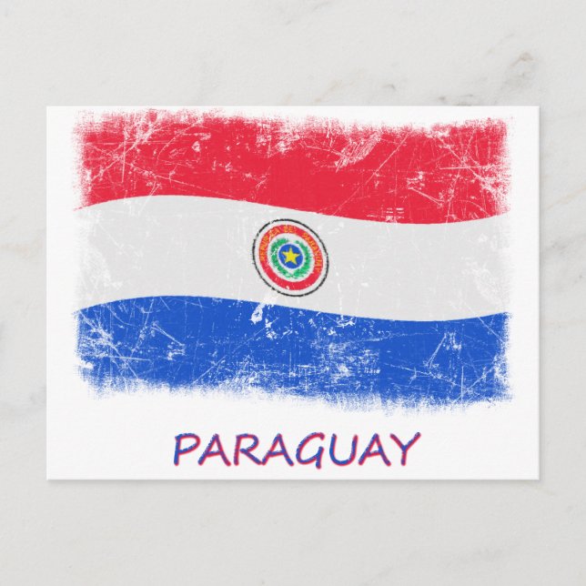 Cartão Postal Bandeira Grunge Paraguai (Frente)