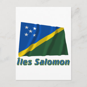 Cartão Postal Bandeira Ilhas Salomão com o nome em português