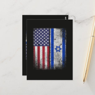Cartão Postal Bandeira Israelense Americana Israel EUA Raízes Am