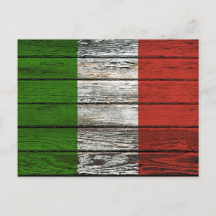 Cartão Postal Bandeira italiana com efeito de grão de madeira gr