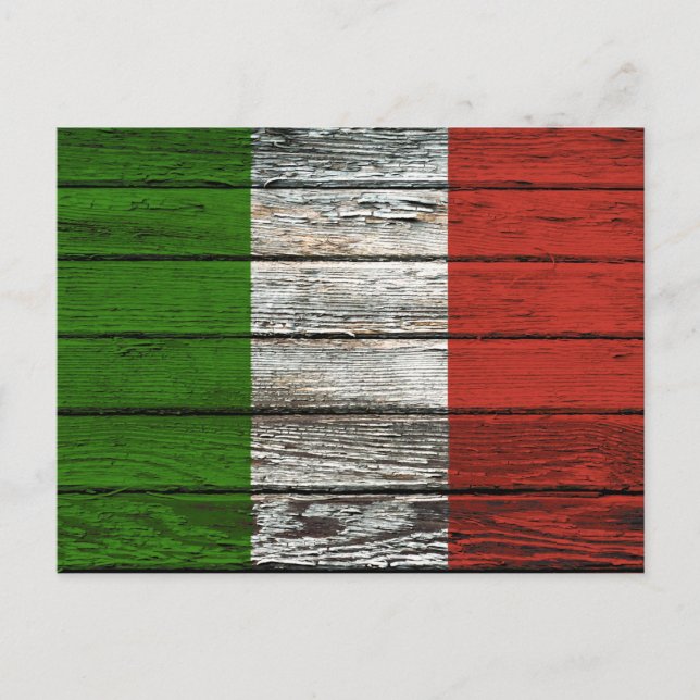 Cartão Postal Bandeira italiana com efeito de grão de madeira gr (Frente)