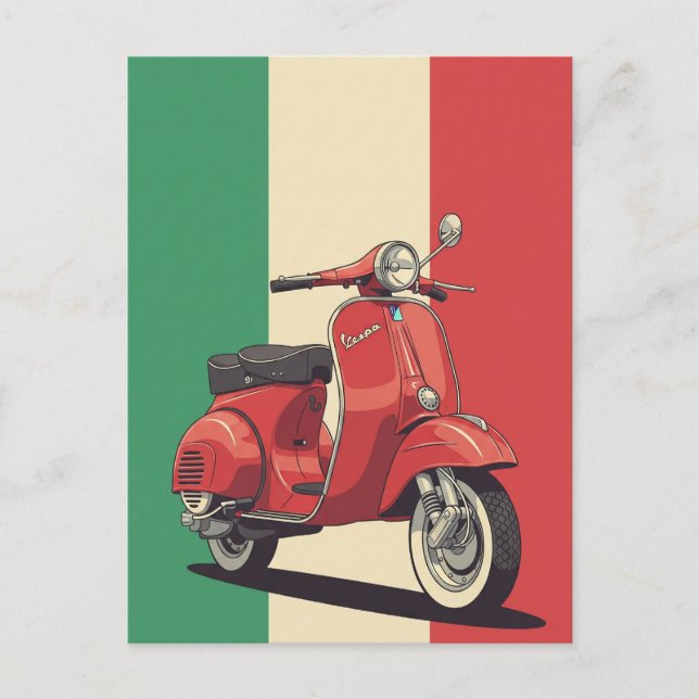 Cartão Postal Bandeira italiana Vespa (Frente)