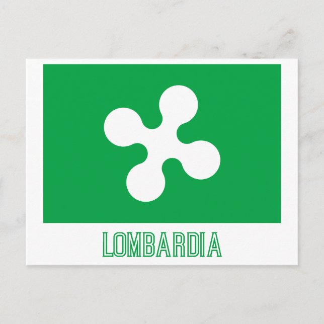 Cartão Postal Bandeira Lombardia com nome (Frente)