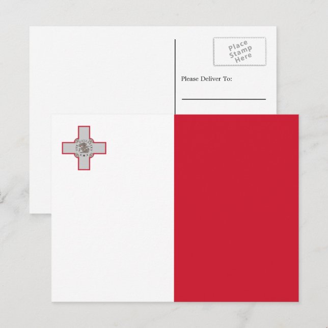 Cartão Postal Bandeira maltesa, Bandeira de Malta (Frente/Verso)