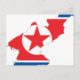 Cartão Postal bandeira mapa da Coreia do Norte
