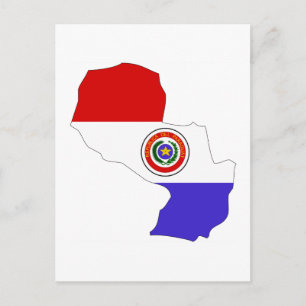 Cartão Postal bandeira mapa do Paraguai