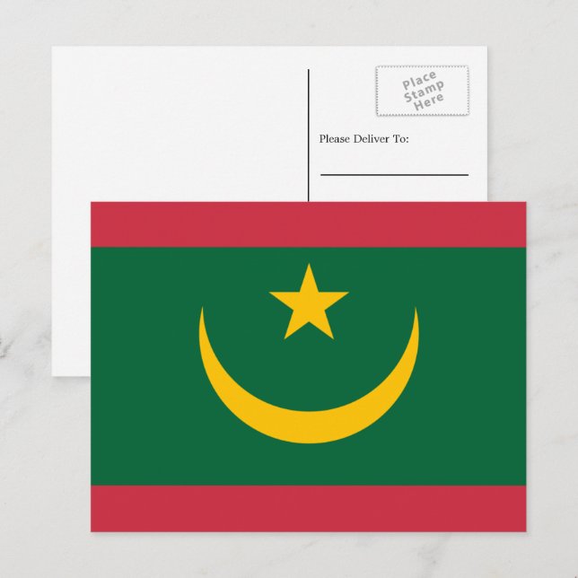 Cartão Postal Bandeira mauritana, Bandeira da Mauritânia (Frente/Verso)