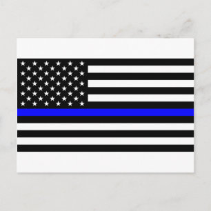 Cartão Postal Bandeira Memorial dos Policiais da Linha Azul-Thin