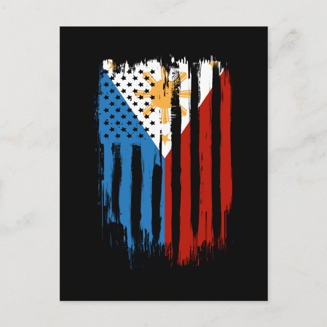 Cartão Postal Bandeira Metade Americana das Filipinas (Frente)