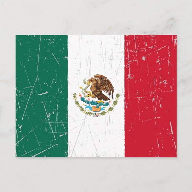 Cartão Postal Bandeira mexicana algemada (Frente)