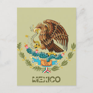 CARTÃO POSTAL BANDEIRA MEXICANA - ESTILO MÉXICO - BRASÃO DE ARMA