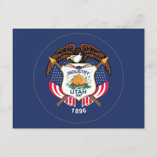 Cartão Postal Bandeira Moderna do Utah Beehive Star Terra de Siã