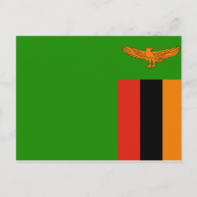 Cartão Postal Bandeira nacional do mundo da Zâmbia (Frente)