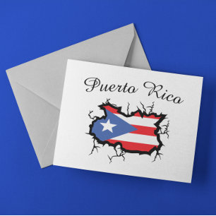 Cartão Postal Bandeira Nacional Mínima do Mapa de Porto Rico