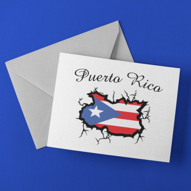 Cartão Postal Bandeira Nacional Mínima do Mapa de Porto Rico (Minimal Puerto Rico Map National Flag Postcard)