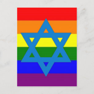Cartão Postal Bandeira Orgulho gay judaica