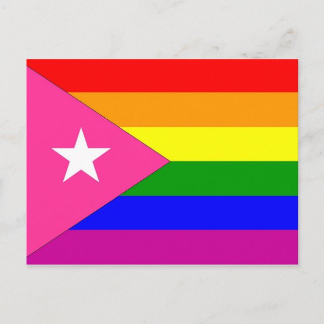 Cartão Postal Bandeira Orgulho gay porto-riquenha (Frente)