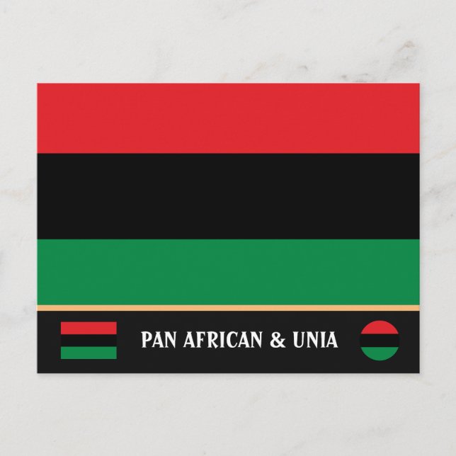 Cartão Postal Bandeira Pan-Africana e Símbolo da UNIA / fã de es (Frente)