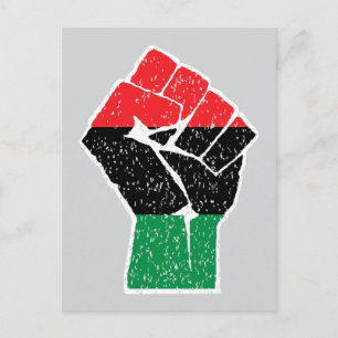 Cartão Postal bandeira Pan-Africana Punho, história negra afro-a