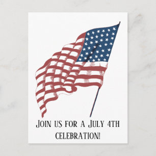 Cartão Postal Bandeira Patriótica Americana Antiga Ondulando ao 