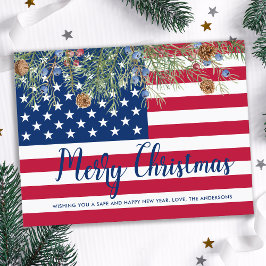 Cartão Postal Bandeira Patriótica Americana Natal Militar