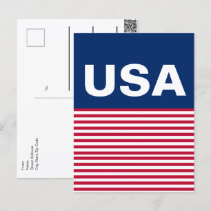 Cartão Postal Bandeira Patriótica Americana Vermelha, Branca e A