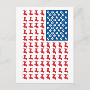 Cartão Postal Bandeira Patriótica Dachshund EUA