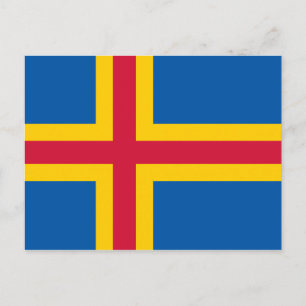 Cartão Postal Bandeira Patriótica das Ilhas Åland
