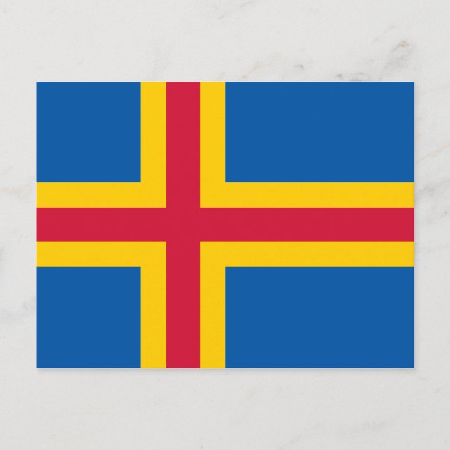 Cartão Postal Bandeira Patriótica das Ilhas Åland (Frente)