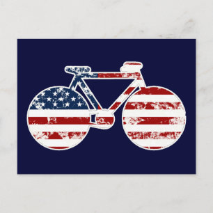 Cartão Postal bandeira patriótica Estados Unidos da América bici