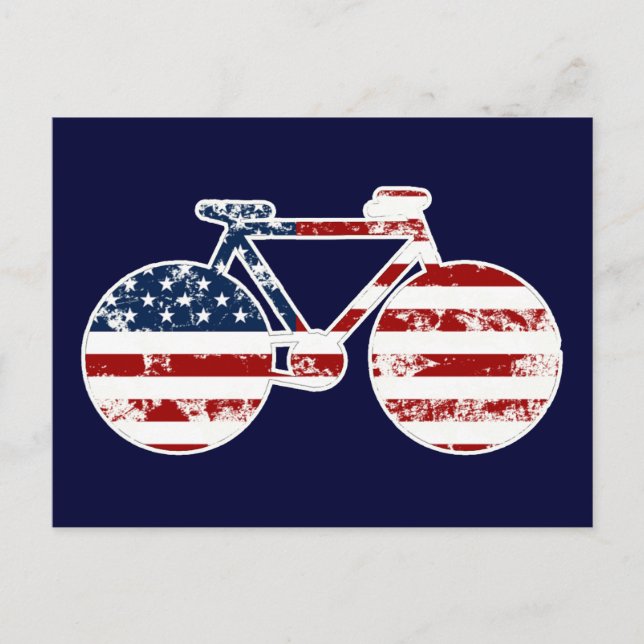 Cartão Postal bandeira patriótica Estados Unidos da América bici (Frente)