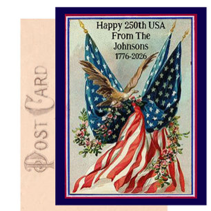 Cartão Postal Bandeira Patriótica Personalizada Vintage Quatro d