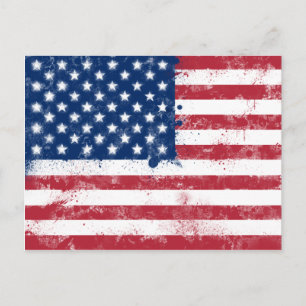 Cartão Postal Bandeira Pintada por Splatter dos EUA