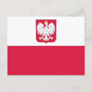 Cartão Postal Bandeira Polonesa Emblem - Polônia Polska - Herb
