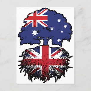 Cartão Postal Bandeira Raízes da Árvore Austrália Reino Unido