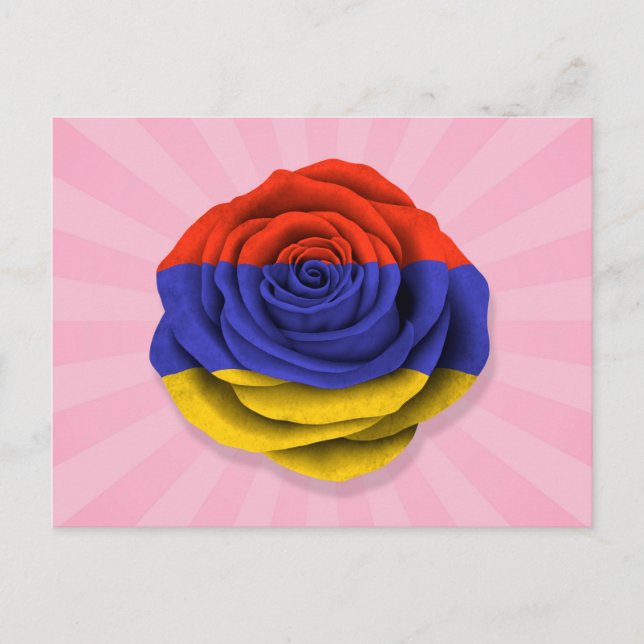 Cartão Postal Bandeira Rosa armênia a rosa (Frente)
