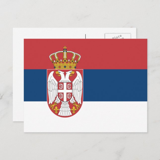 Cartão Postal Bandeira Sérvia, Bandeira da Sérvia (Frente/Verso)