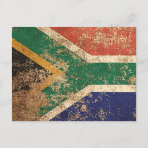 Cartão Postal Bandeira Sul-Africana Vintage Envelhecida e Grosse