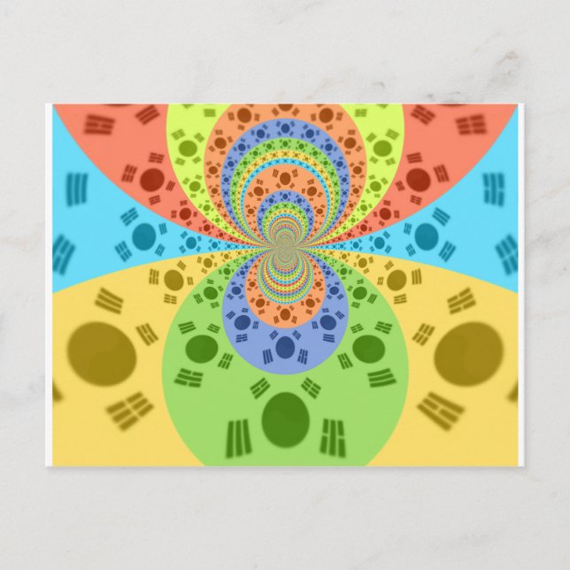 Cartão Postal Bandeira Sul-Coreana Inspirou Abstrato Art Impress (Frente)