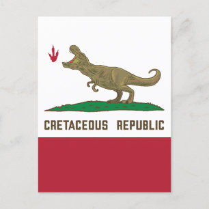 Cartão Postal Bandeira T-rex Dinossaur, República Cretácea da Ca