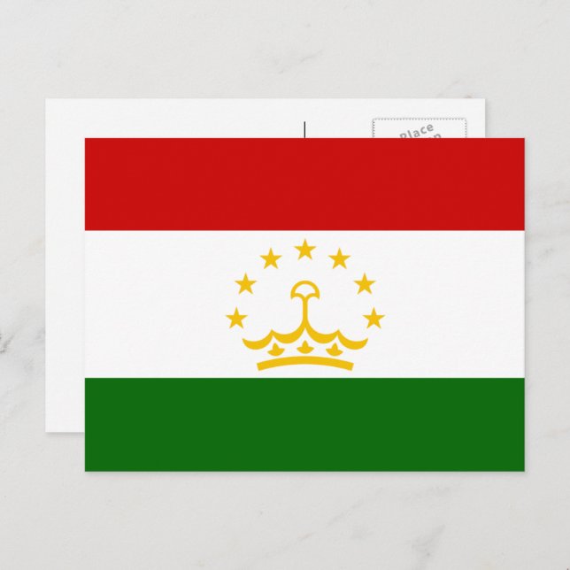 Cartão Postal Bandeira tajiques, Bandeira do Tajiquistão (Frente/Verso)