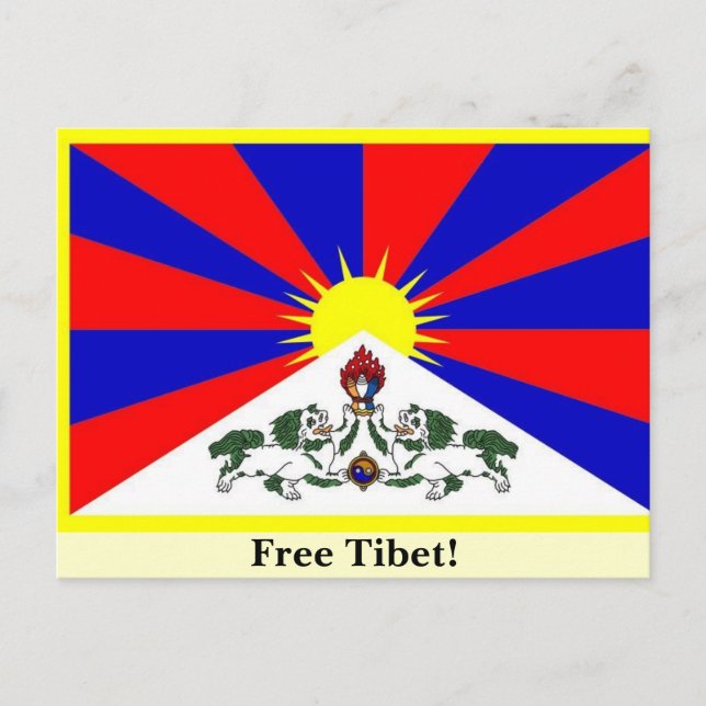 Cartão Postal Bandeira Tibetana - Liberte o Tibete! (Frente)
