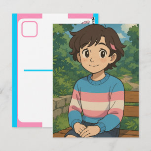 Cartão Postal Bandeira Transgênero Pessoa Anime   LGBTQIA+ 