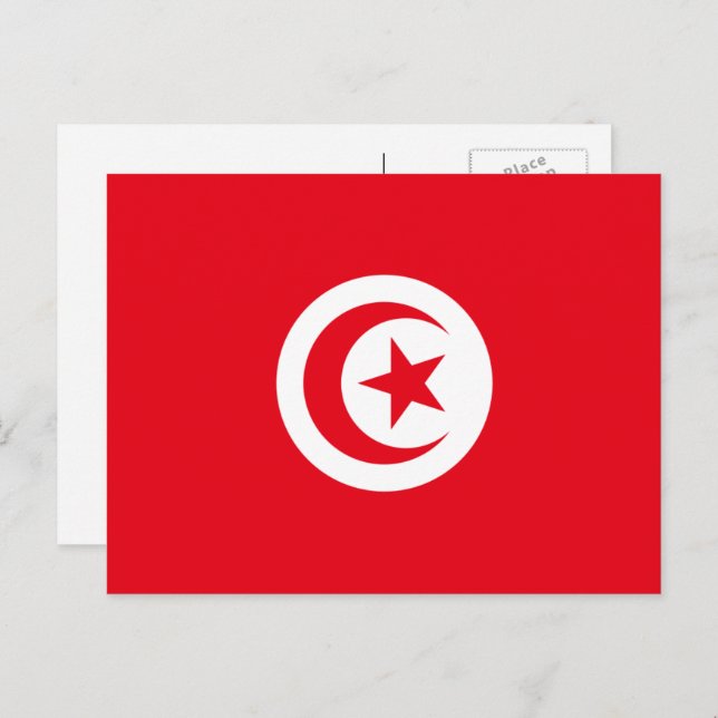 Cartão Postal Bandeira Tunisiana, Bandeira da Tunísia (Frente/Verso)