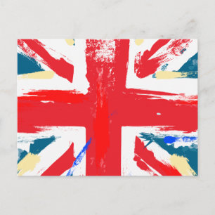 Cartão Postal Bandeira Union Jack Britânica Vintage Desgastada