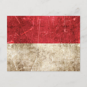 Cartão Postal Bandeira Vintage Aged e Arranhada do Mônaco