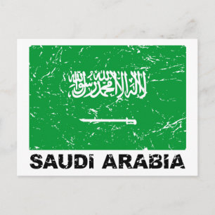 Cartão Postal Bandeira Vintage da Arábia Saudita