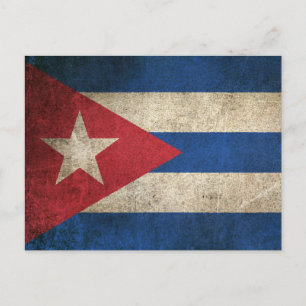 Cartão Postal Bandeira Vintage Distendida de Cuba