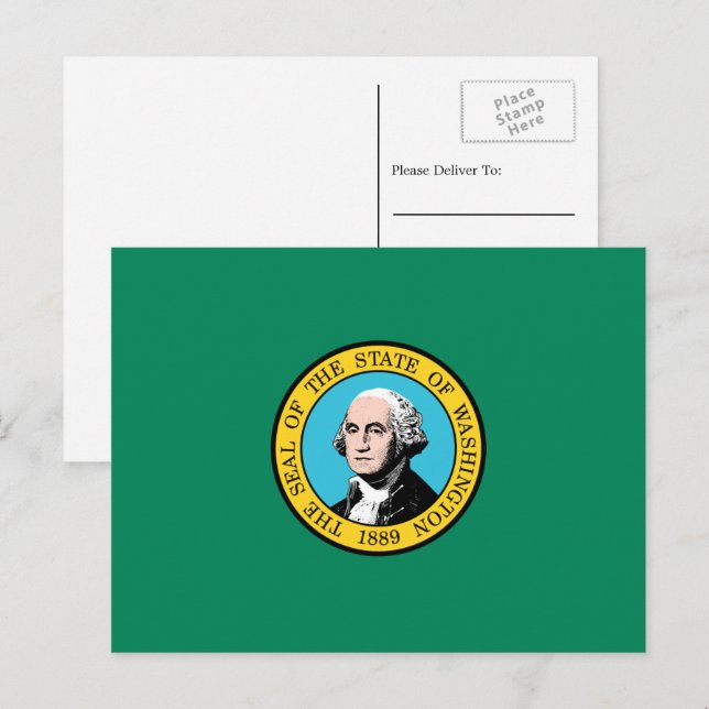 Cartão Postal Bandeira Washingtoniana, Bandeira de Washington (Frente/Verso)